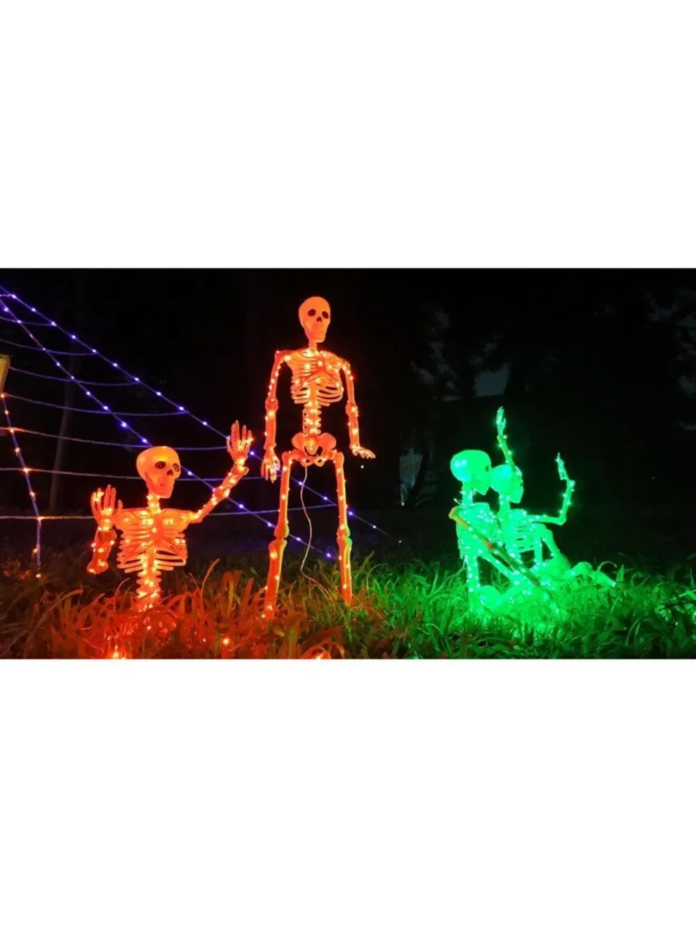 Lighted Skeletons 3FT - 2 Pack Halloween Decor, Realistic Skulls & 350pcs Lights
